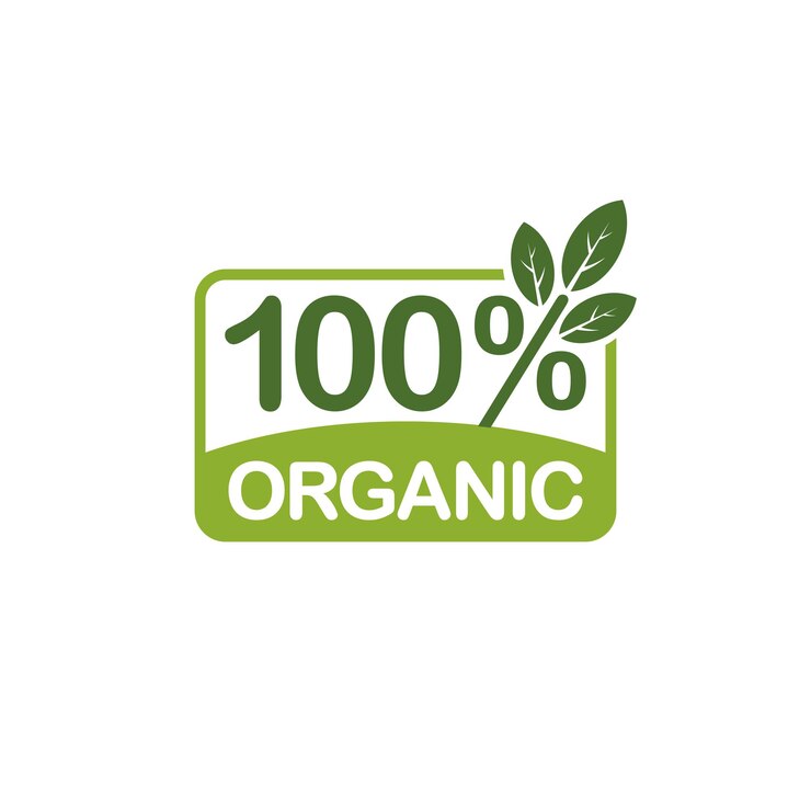 Vector 100 procent biologisch productlabel biologisch voedsellogo voor gebruik in het product van de biologische voedingsindustrie