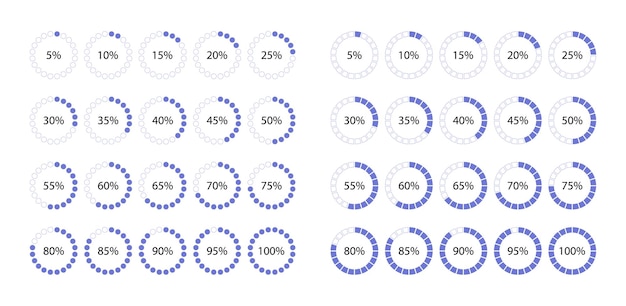 100 procent cirkeldiagramstructuur Vooruitgang laden sjabloon Cirkelvormige blauwe kleur vorderingsbalk
