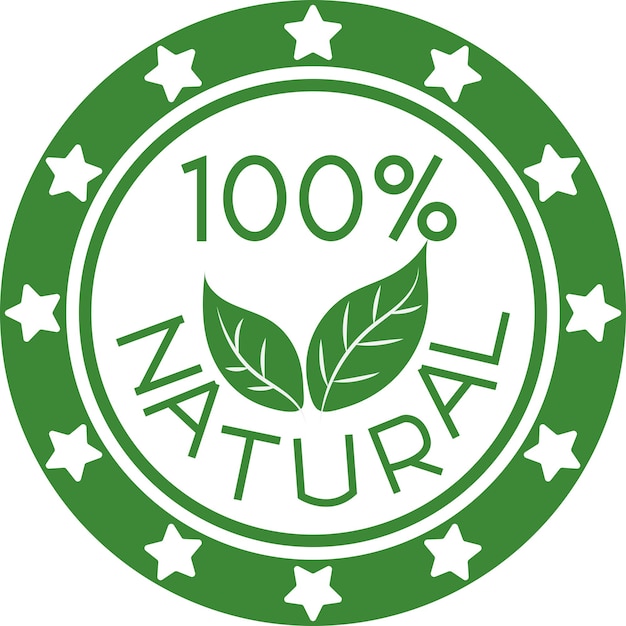 100 procent natuurlijke badge stempel stijl ingrediënt element pictogram