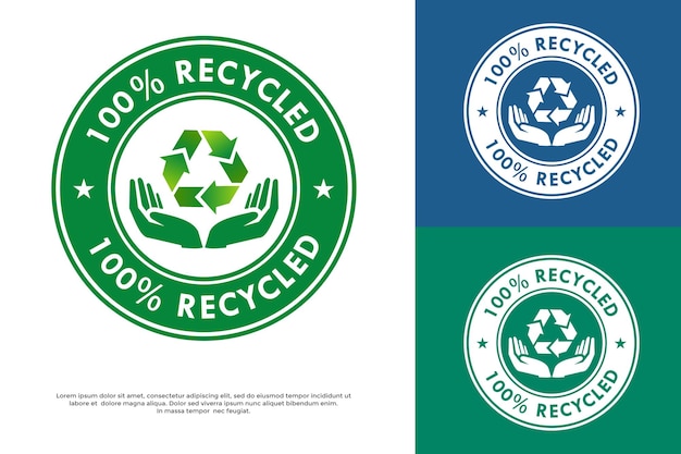 Vector 100 % recycled logo template illustration