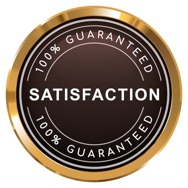 Vector 100% satisfaction guaranteed badge gold glossy metallic