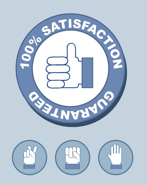 Vector 100% satisfaction seal with hands vector illustration