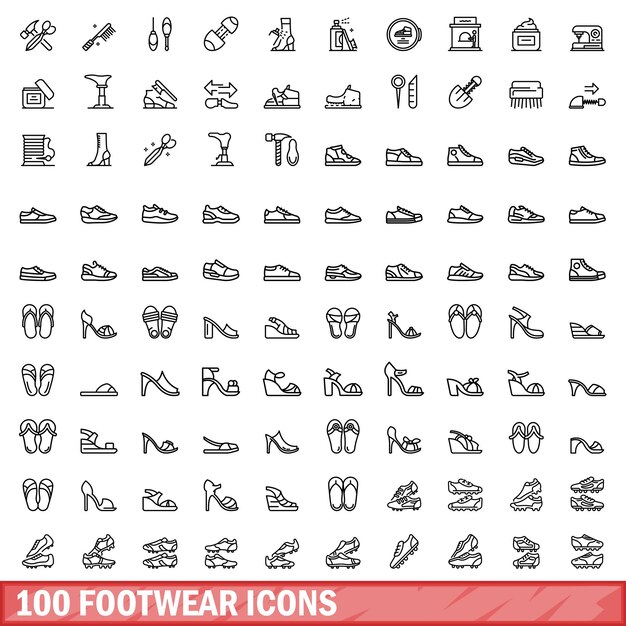 100 schoenen pictogrammen instellen Kaderstijl