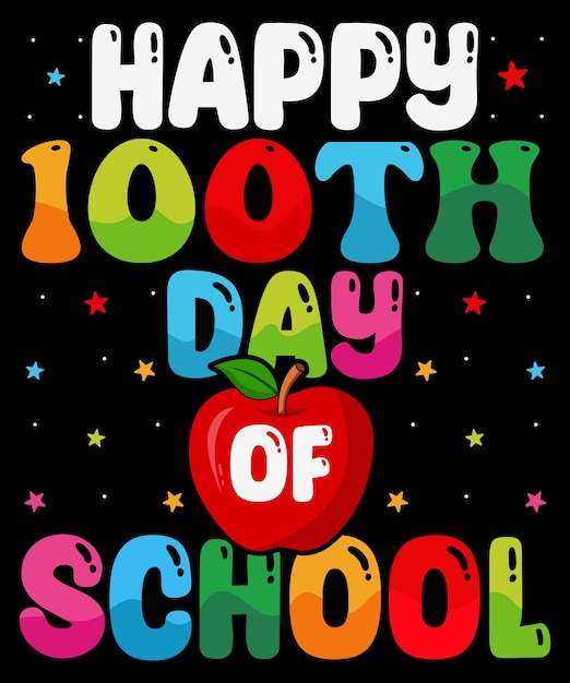 Vector 100 school day tshirt design