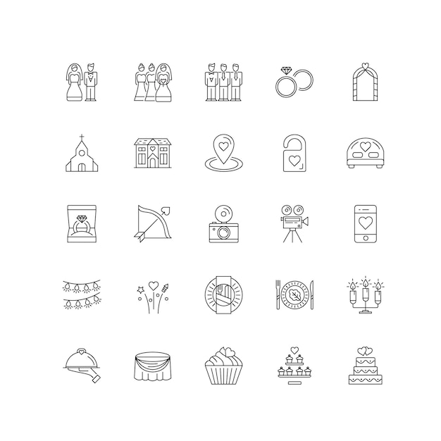 100 set of business outline icons