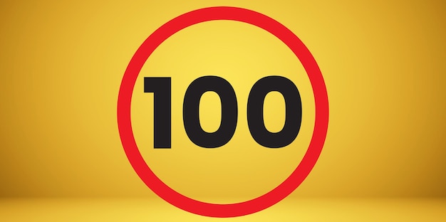 100 teken - 100 symbool - Verkeersbord symbool - Snelheidssymbool op transparante achtergrond.