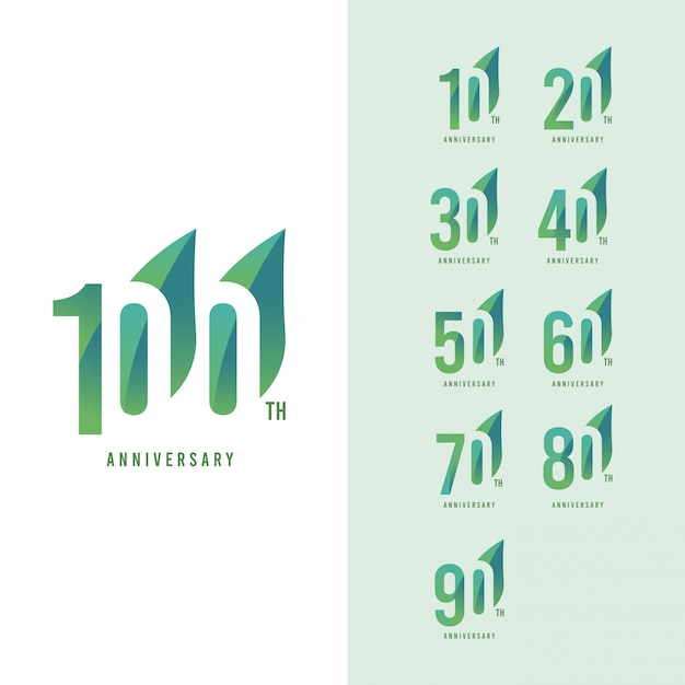 100-я годовщина Set Logo Vector Template Design Иллюстрация