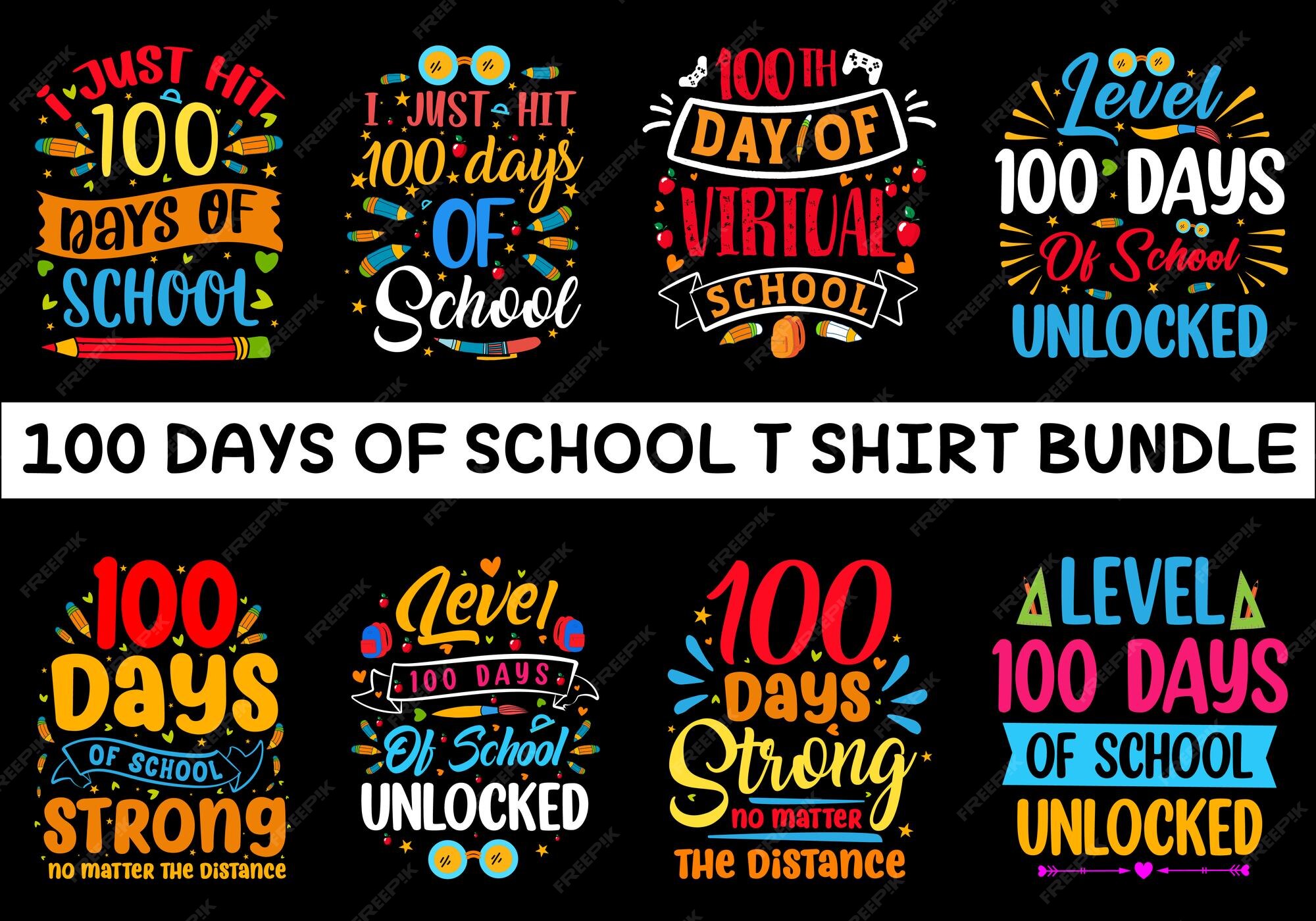 Premium Vector 100 th day school typography t shirt design, 100 day of school colorful Tshirt