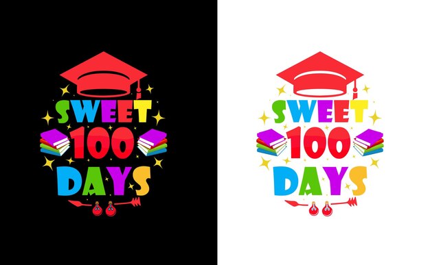 Vector 100 th day school typography t shirt design ,100 day of school colorful tshirt design vector