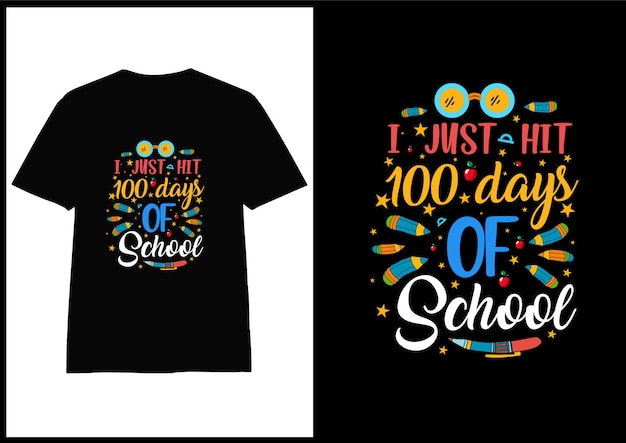 Vector 100 th day school typography t shirt design, t-shirt 100 days of school