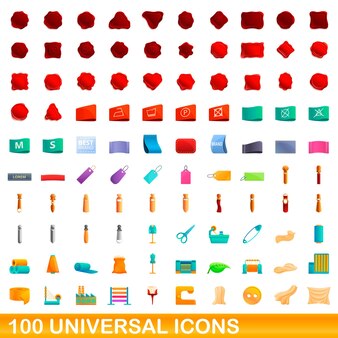 100 icone universali impostate. cartoon illustrazione di 100 icone universali vettore set isolato su sfondo bianco