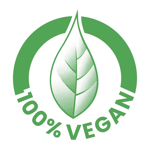 100 Vegan Engraved Round Icon with Green Leaf Icon 6