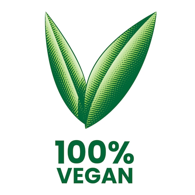 100 Vegan Icon with Green Engraved Leaves