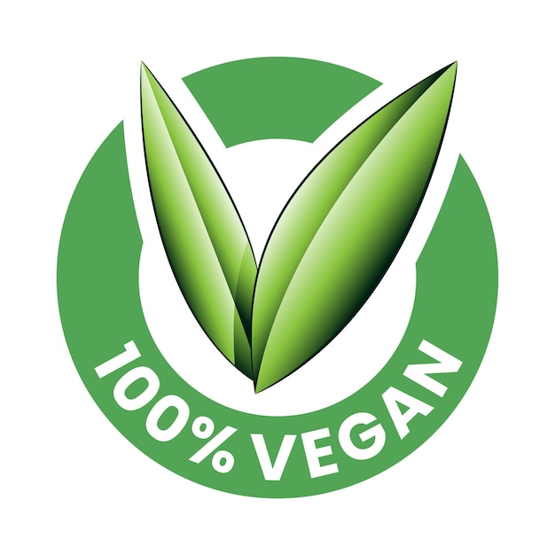 100 Vegan Round Icon with Shaded Green Leaves Icon 4
