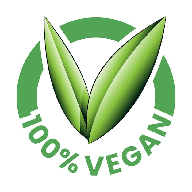 100 Vegan Round Icon with Shaded Green Leaves Icon 6