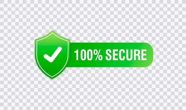 100 veilige grunge vector pictogram badge of knop voor commerce website teken op transparante achtergrond