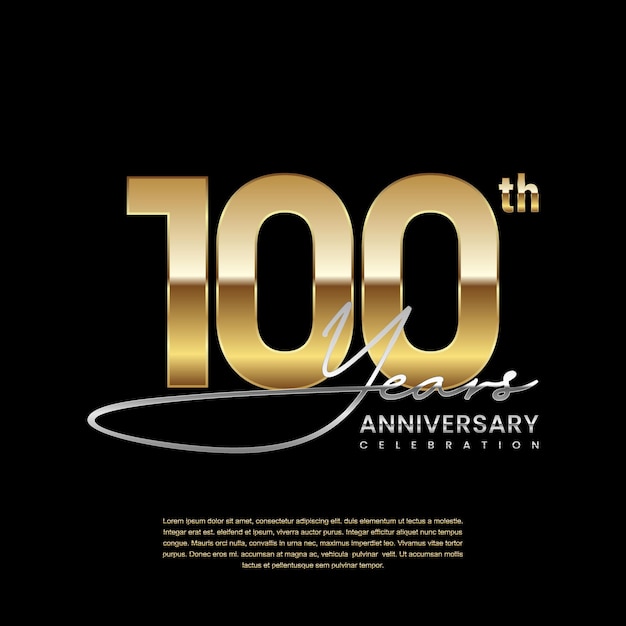 100° anniversario logo di lusso con modello vettoriale del logo in stile anello dorato