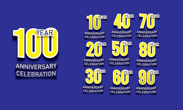 100 year anniversary number set logo vector