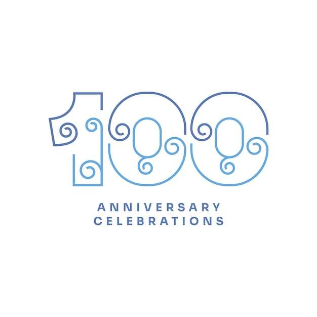 Vettore concetto del logo delle celebrazioni del 100° anniversario
