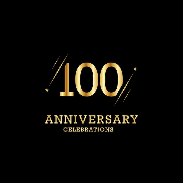 100 years anniversary with gold line and stars