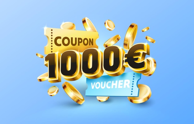 1000 euro coupon cadeaubon geld terug banner speciale aanbieding Vector illustratie