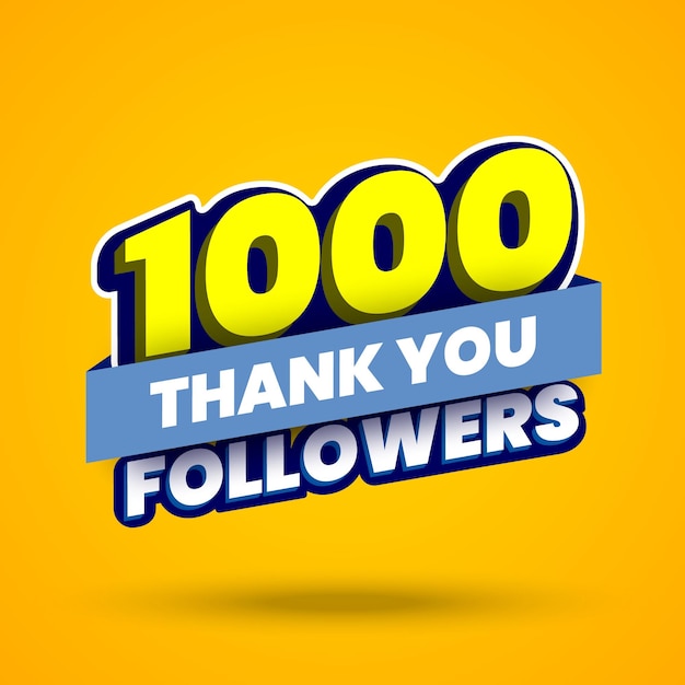 1000 followers banner with thanks to subscribers on social networks