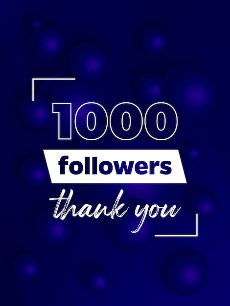 Vector 1000 followers, blue banner for social networks