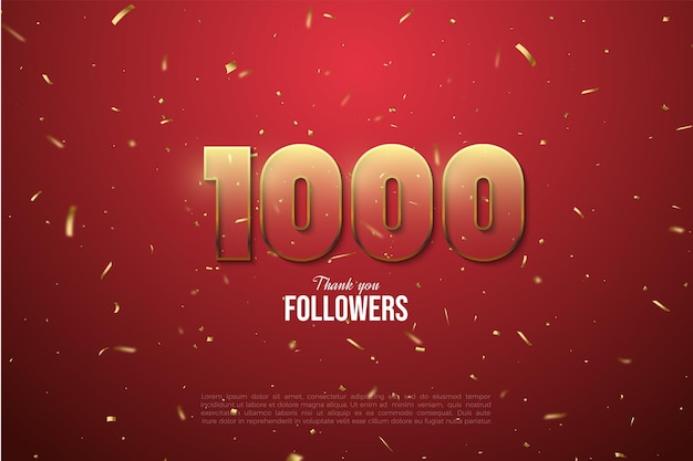 1000 followers with golden confetti