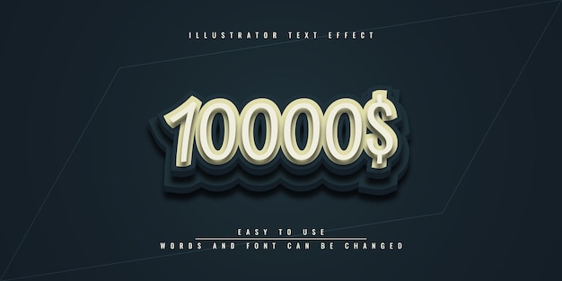 Vector 10000 illustrator editable text effect template design