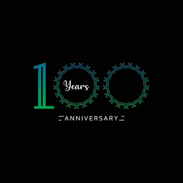 100e verjaardag logo gradatie op zwarte achtergrond
