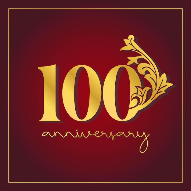 100e verjaardag viering banner met op rode achtergrond Vintage decoratieve nummer vector Design