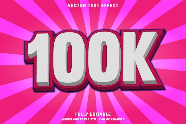 100k 3d text effect social media