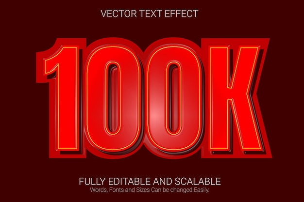 100k editable text effect, red color text style