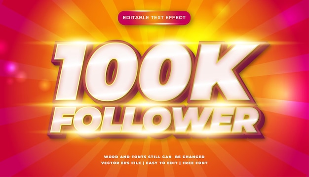 100k followers editable text effect 3d