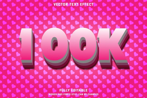 Vector 100k followers editable text effect template