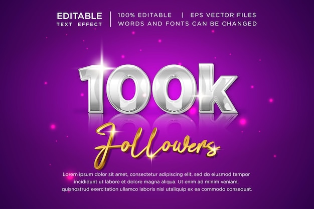 100k followers editable text effect