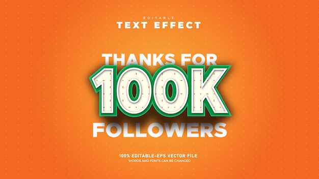Vector 100k followers editable text effect