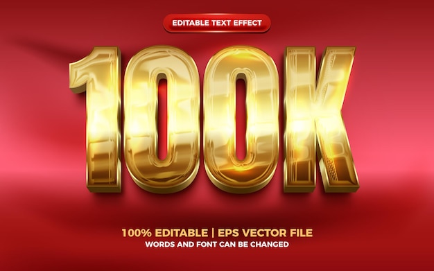 Vector 100k luxe goud modern 3d bewerkbaar teksteffect