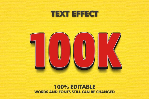 100k 리드 텍스트 효과 100k 멤버 생성기 3d 100k 편집 가능한 텍스트 스타일