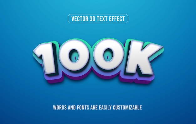 100k subscriber 3d editable text effect style