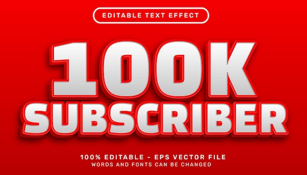 100K подписчиков 3D текстовый эффект и редактируемый текстовый эффект