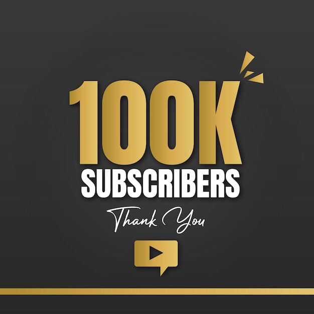 100K Subscribers Thank You Vector Banner Template