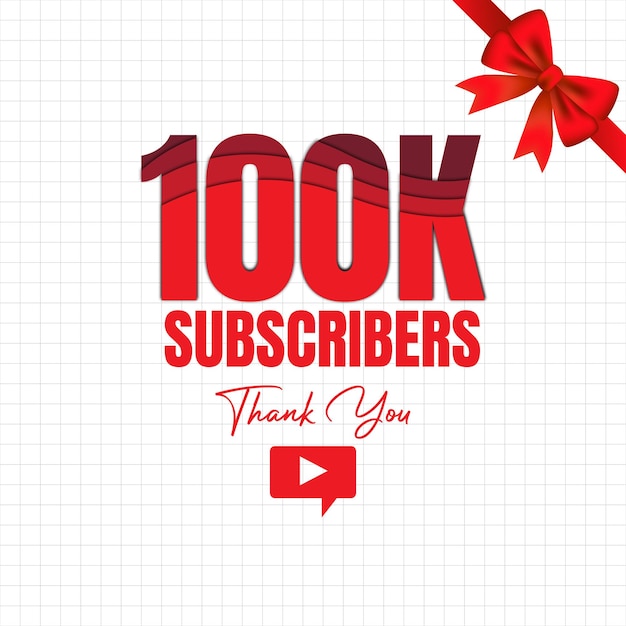 100K Subscribers Thank You Vector Banner Template