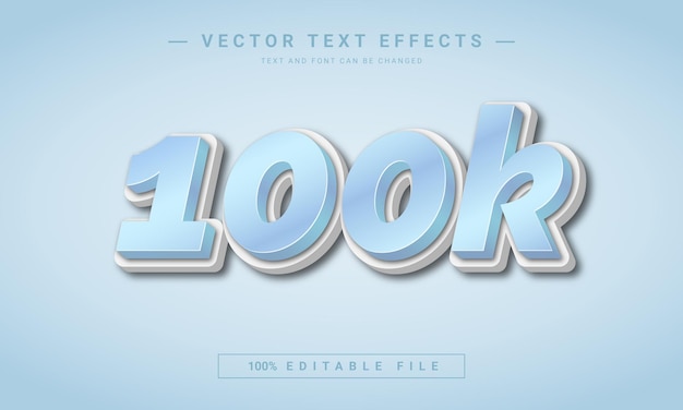 100k volgers 3d bewerkbaar teksteffect