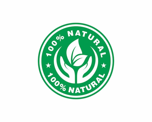 100percent natural product stamp sticker badge vector