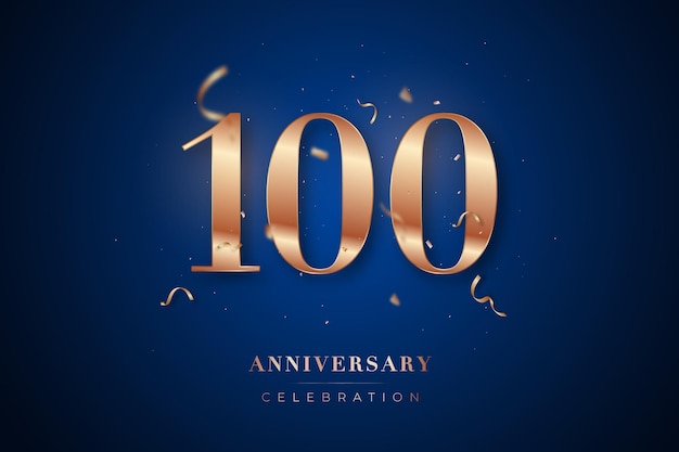 Vector 100st anniversary celebration greeting card rose gold metallic