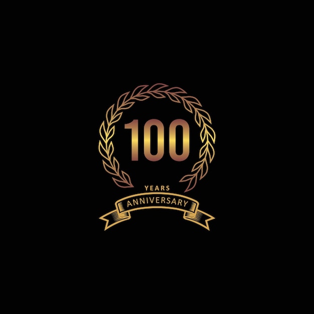 100st anniversary logo with gold and black background