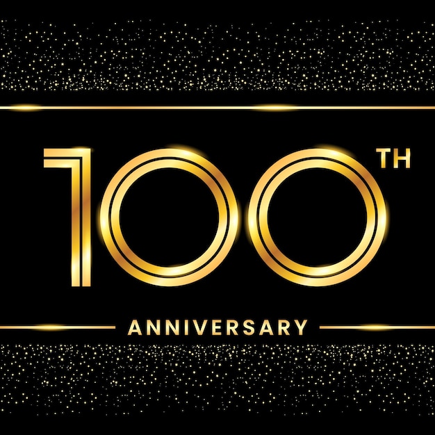 100th Anniversary Gold color template design for birthday event Line Art Design Vector Template