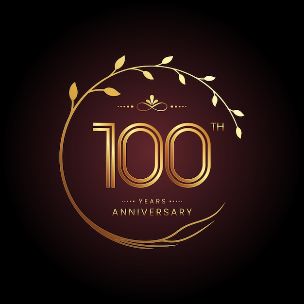 100th anniversary logo design with a golden number and circular tree concept