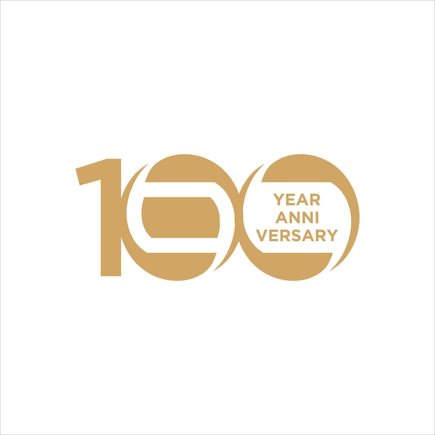 Vector 100th anniversary with a gold number on a white background